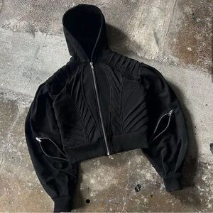 Stylish Black Hooded Jacket Rick Owen